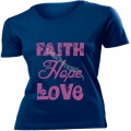 Tricou bleumarin femei,mov - Faith, Hope, Love